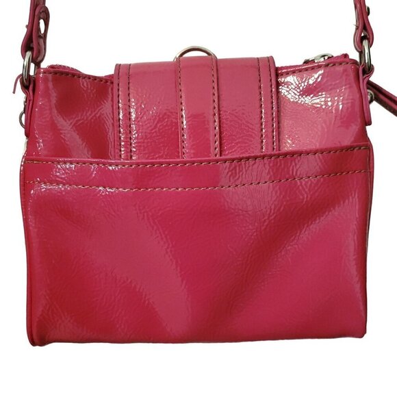 Nine West Pink Patent Vegan Crossbody Bag with Buckle Detail & Adjustable Strap - Picture 4 of 5